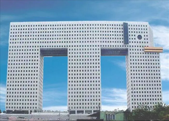 Strange building shaped like a giant animal head with open mouth architecture