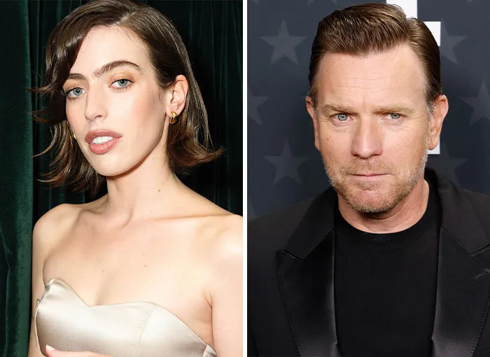 Side-by-side photos of Clara McGregor and Ewan McGregor as examples of nepo babies in Hollywood.