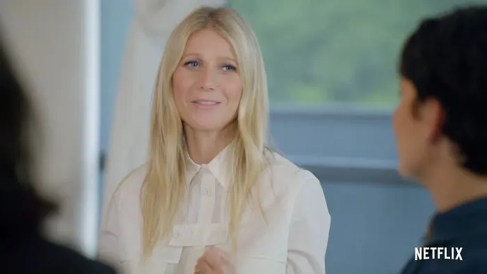 Gwyneth Paltrow talking in an interview about problematic companies people refuse to give money to