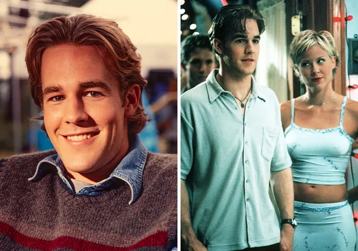 Dawson Leery from Dawson's Creek shown in two photos, illustrating male TV characters with glaring red flags.