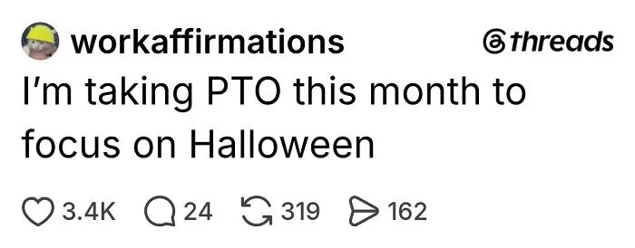 Humorous Halloween posts about taking PTO in October to focus on spooky season