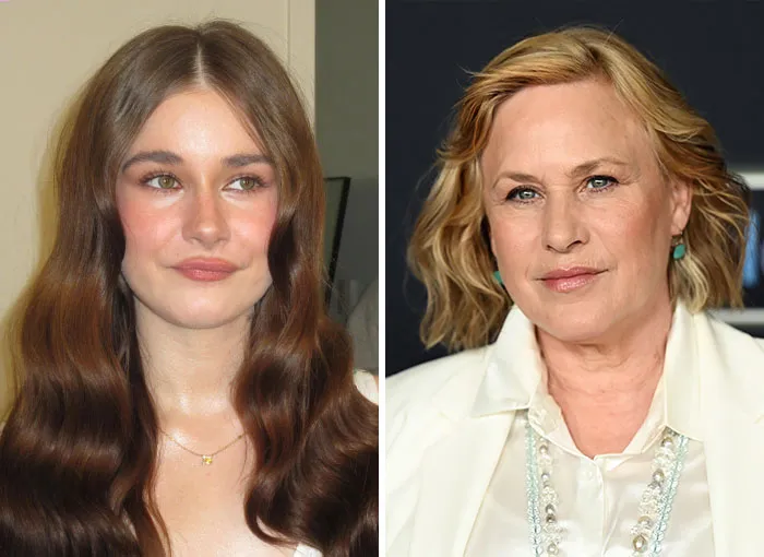Side-by-side photo of Enzo Rossi and mother Patricia Arquette, examples of nepo babies in Hollywood.
