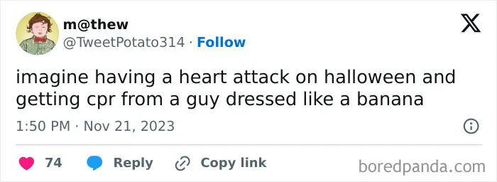 Hilarious Halloween tweet about getting CPR from someone in a banana costume