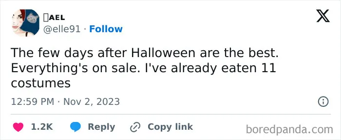 Hilarious Halloween tweet about eating 11 costumes after post-holiday candy sales