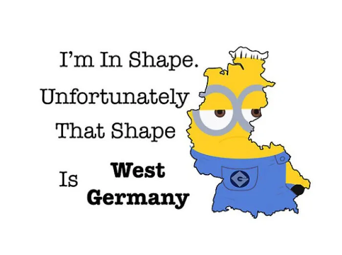 Absurd internet posts meme showing a Minion graphic shaped like the map of West Germany.