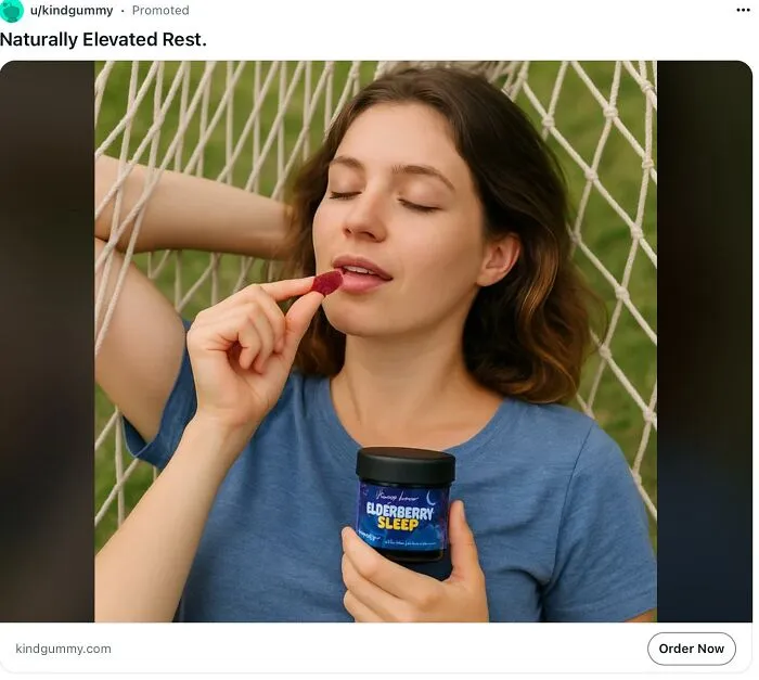 An online ad for sleep gummies illustrating funny advertising fails in modern marketing.