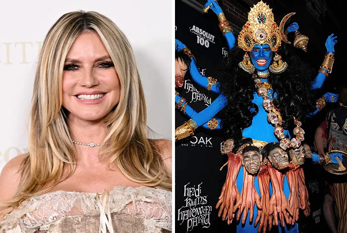 Heidi Klum alongside her controversial blue Hindu goddess Kali costume for past celebrity Halloween costumes.