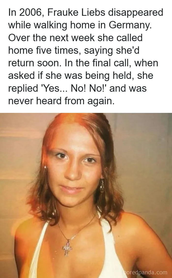Portrait of Frauke Liebs, who disappeared in Germany, from an article on creepy facts and news stories.