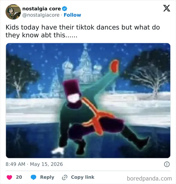 Animated winter dance referenced with British dry humor humor