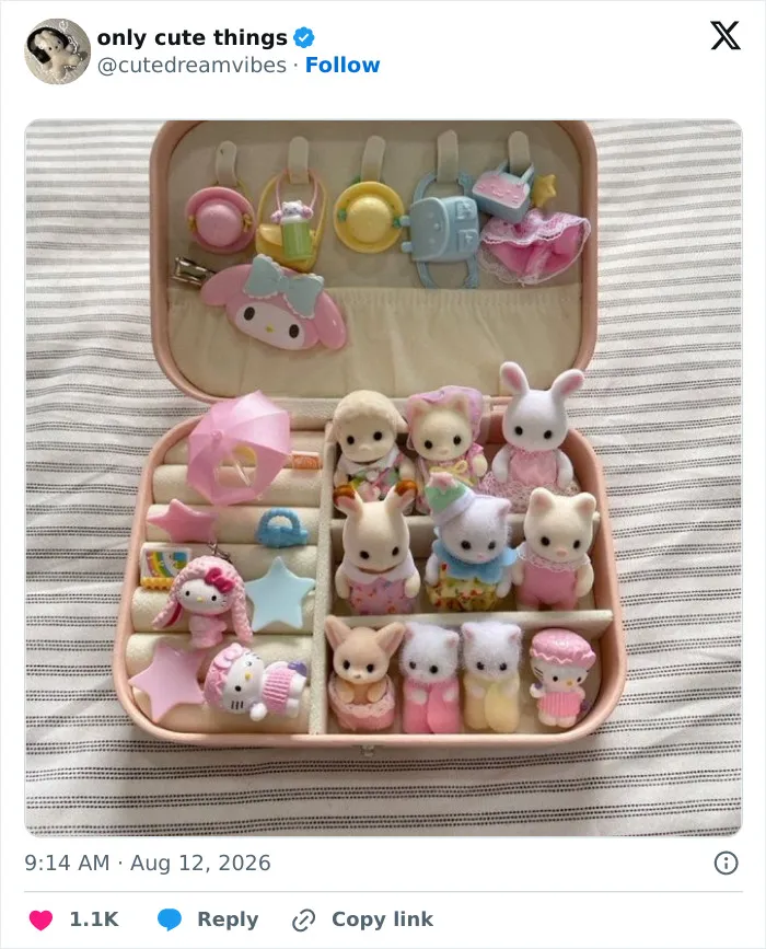 Collection of small animal figurines in a case for adorable little things