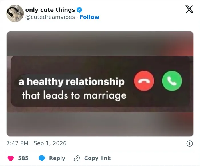 Phone call screen showing a healthy relationship that leads to marriage message