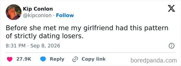 Humorous marriage tweets about dating patterns and funny relationship observations.