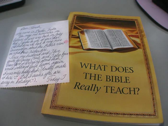 Religious booklet and handwritten note received instead of candy while trick-or-treating.