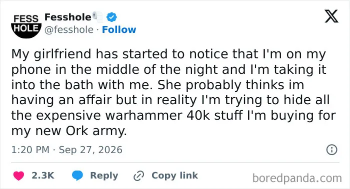 Anonymous confessions post about hiding expensive hobby purchases from a partner.