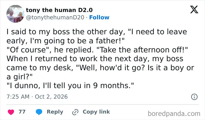 A hilarious work tweet about tricking a boss to leave early