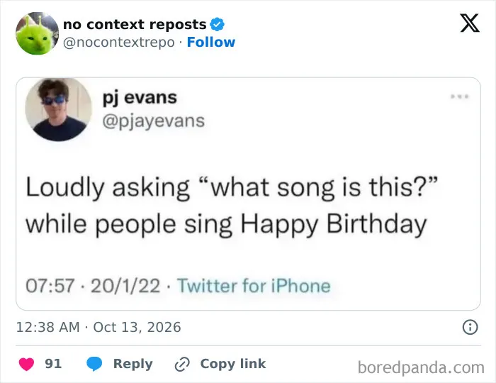 Tweet asking what song is this during happy birthday meme