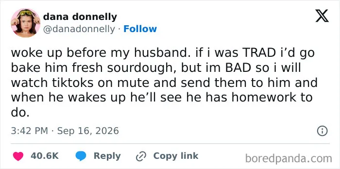 Humorous marriage tweets about a wife sending muted TikTok videos to her sleeping husband.
