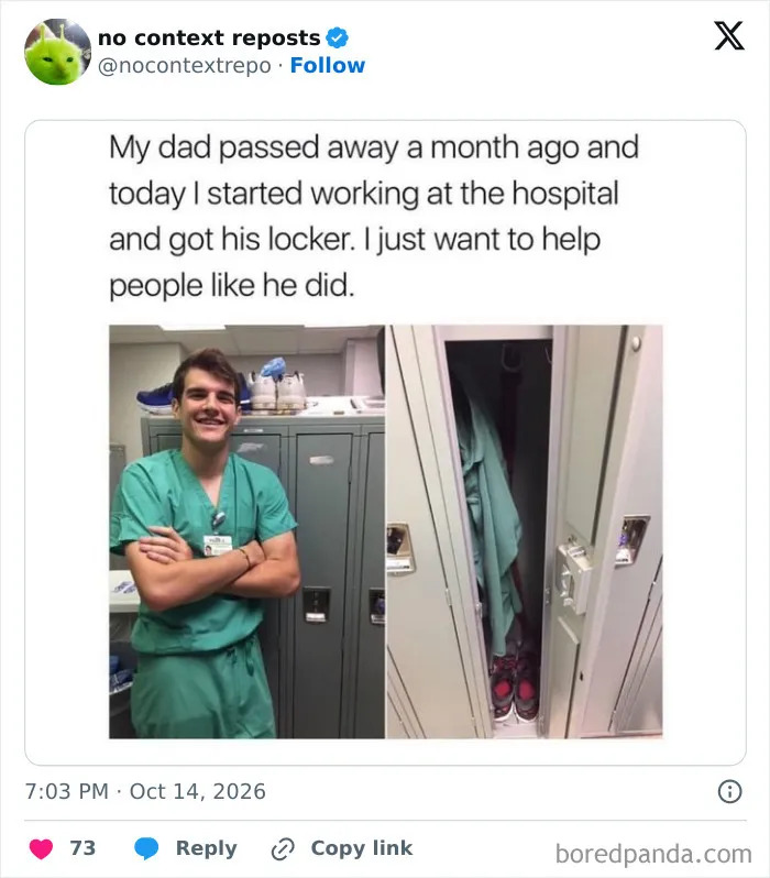 Young man starting hospital job in dad's locker to help others like him