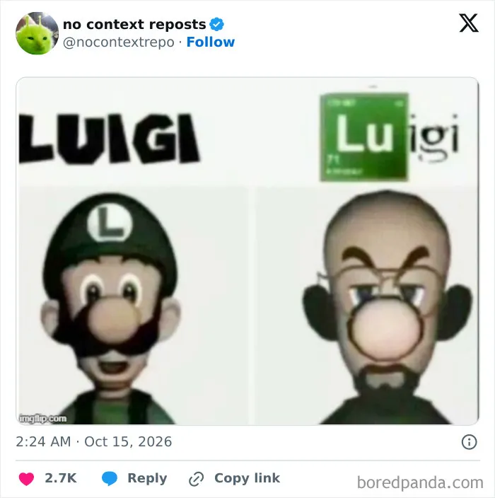 Meme comparing Luigi character with Breaking Bad style Luigi
