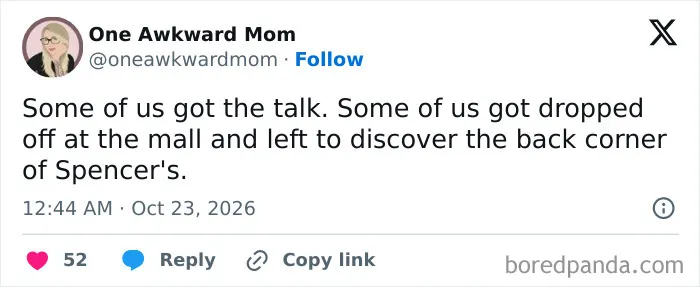 Humorous post included in parenting tweets about growing up and learning life lessons.