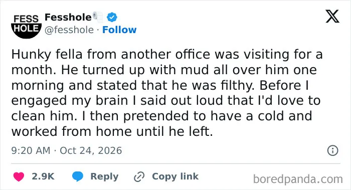 Anonymous confessions post about an embarrassing workplace interaction.