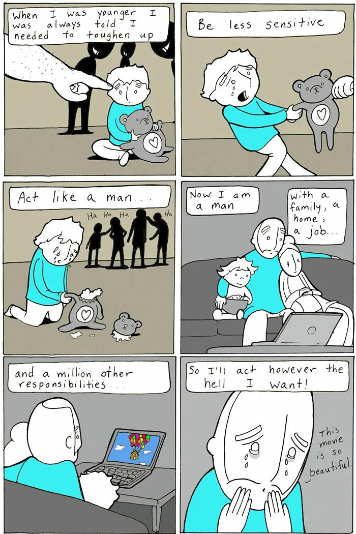 Comic about growing up told to toughen up but choosing kindness and sensitivity as a man
