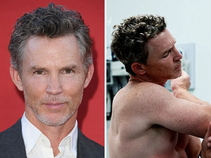 Side-by-side photos of actor Shawn Hatosy, suggested as a Hollywood Hunk by fans.