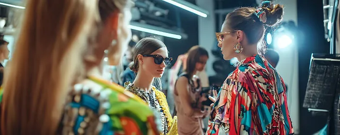 Fashion models backstage at a show wearing stylish sunglasses, illustrating critical views on teachers.