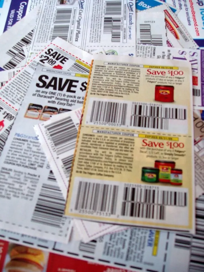 Scattered paper discount coupons received instead of candy while trick-or-treating