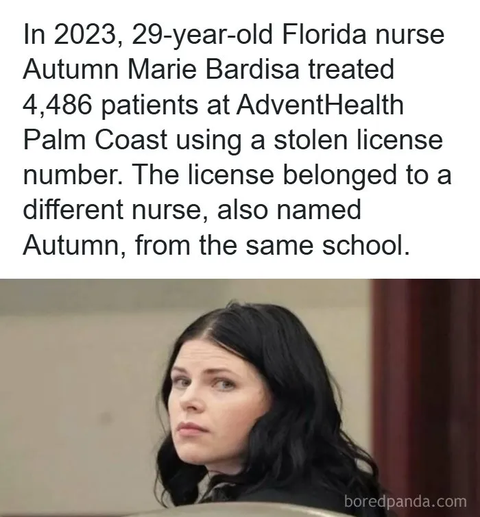 A courtroom headshot of Autumn Marie Bardisa, representing creepy facts about an unlicensed nurse