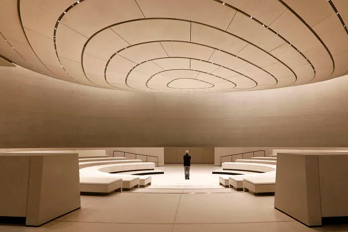 The Perspa Awards entry showing a minimalist interior space with a circular ceiling design.