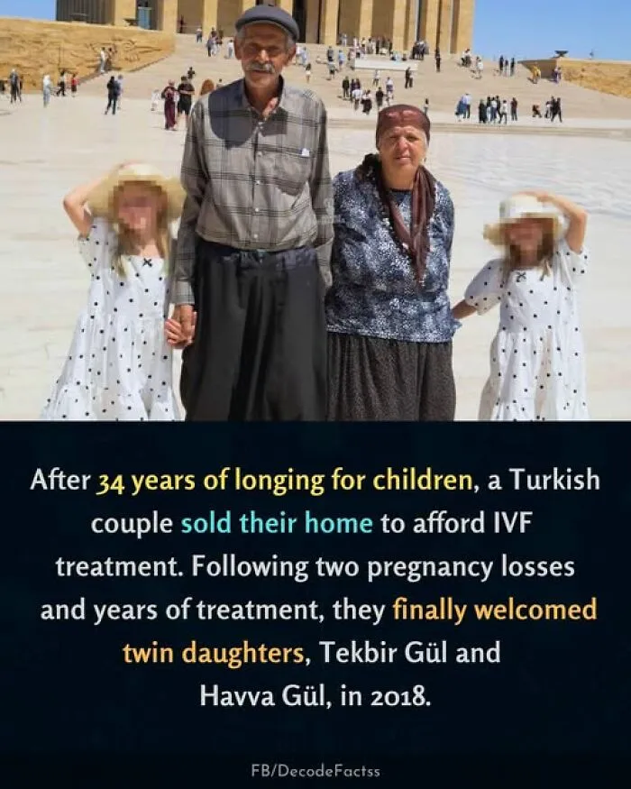 Turkish couple sold home for IVF treatment and welcomed twin daughters after 34 years of longing for children