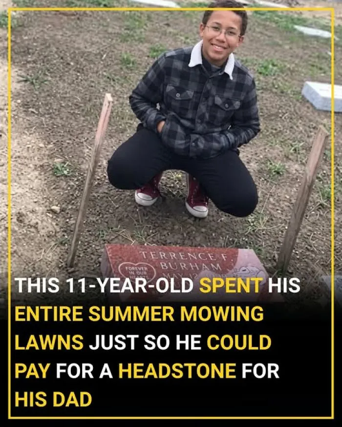 11-year-old spent entire summer mowing lawns to pay for a headstone for his dad