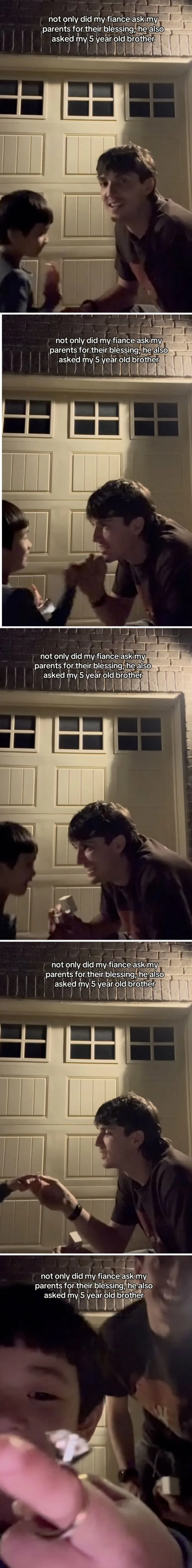 Fiance asking future young brother-in-law for proposal blessing, capturing wholesome moments
