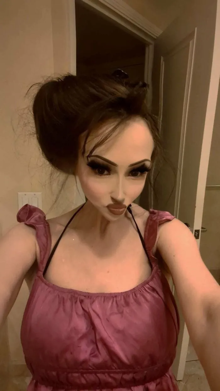 Edited photos with distorted facial features and exaggerated proportions