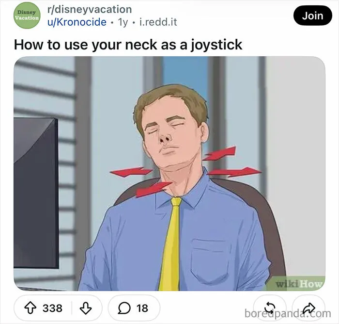 Funny WikiHow images meme of a man stretching his neck with directional arrows.