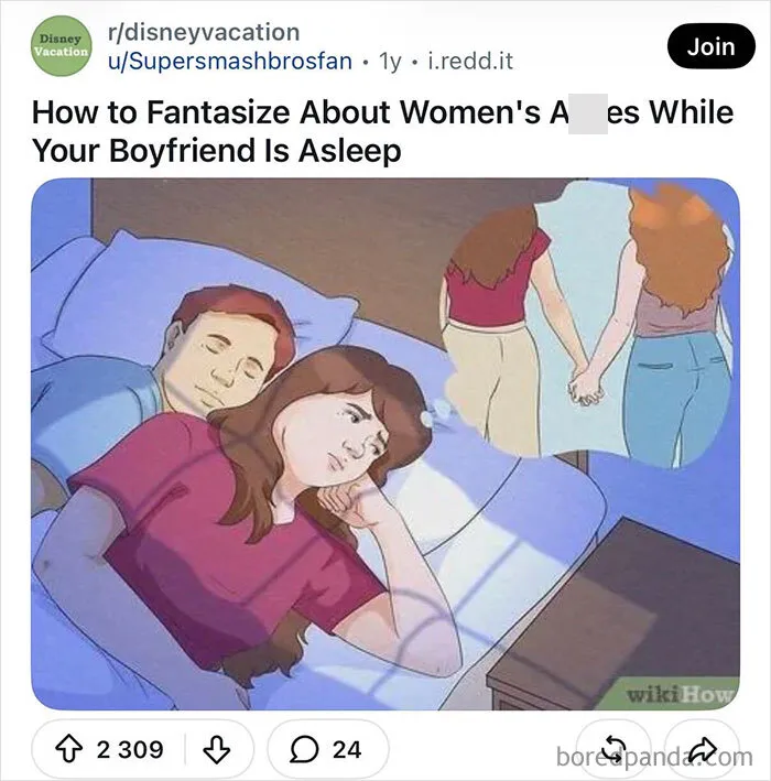 Funny WikiHow images meme showing an illustration of a woman in bed thinking about holding hands.