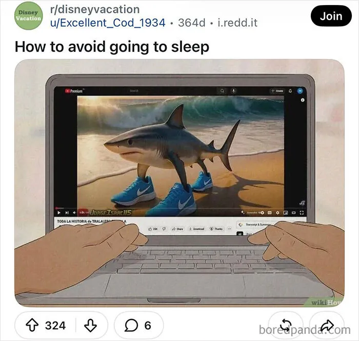 Humorous WikiHow images meme showing a laptop screen with a shark wearing sneakers