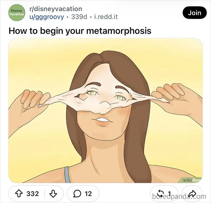 WikiHow image of a woman peeling a mask off her face