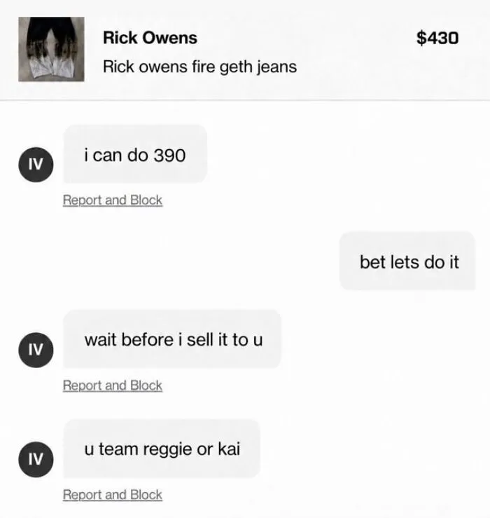 A seller asks a buyer an unexpected question before selling, illustrating when comments were funnier.