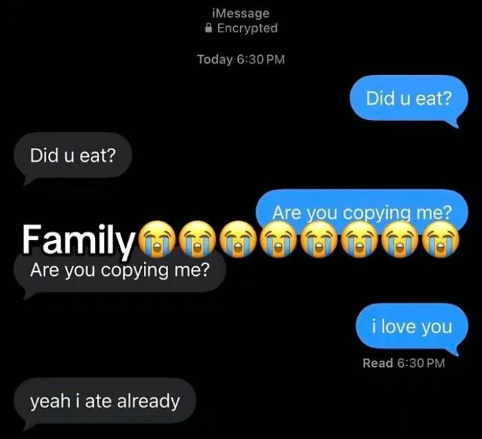 An automated-like texting sequence showing hilarious family miscommunication, proving comments were funnier.