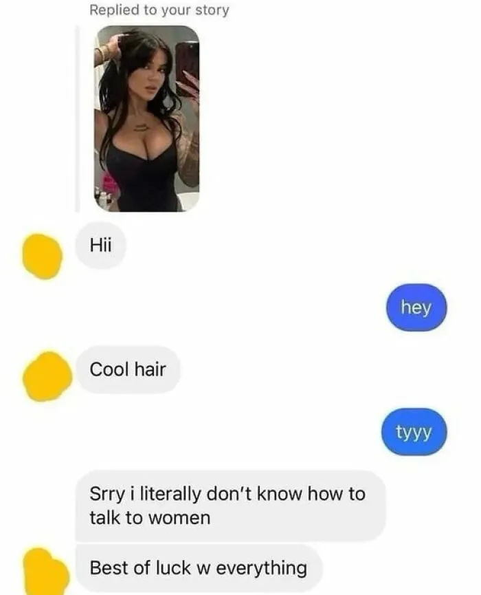 Amusing text message exchange showing comments are funnier than the post where a guy doesn't know how to talk to women