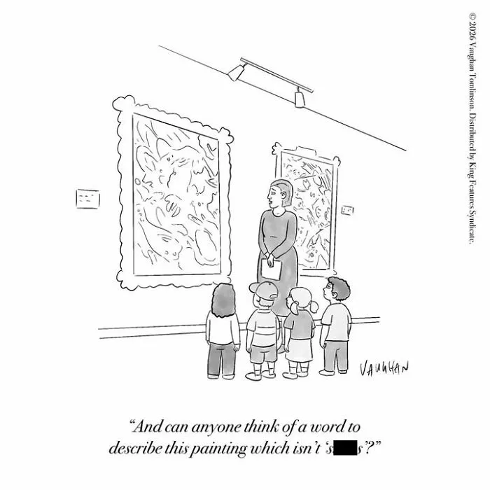 Children in an art gallery asked to describe a painting without a censored word