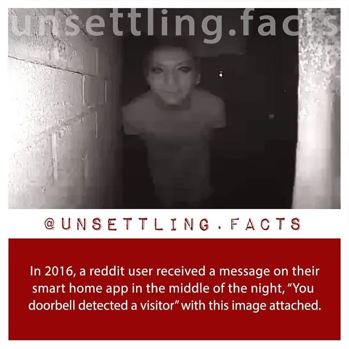 Eerie security camera footage of a nighttime visitor, showing creepy and unsettling facts.