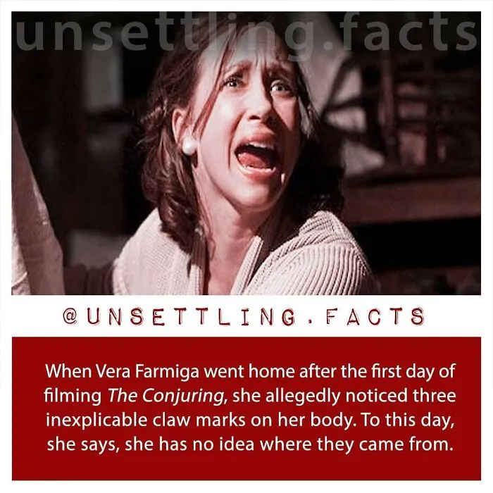 A woman screaming in fear in a movie scene, illustrating creepy and unsettling facts from a film set