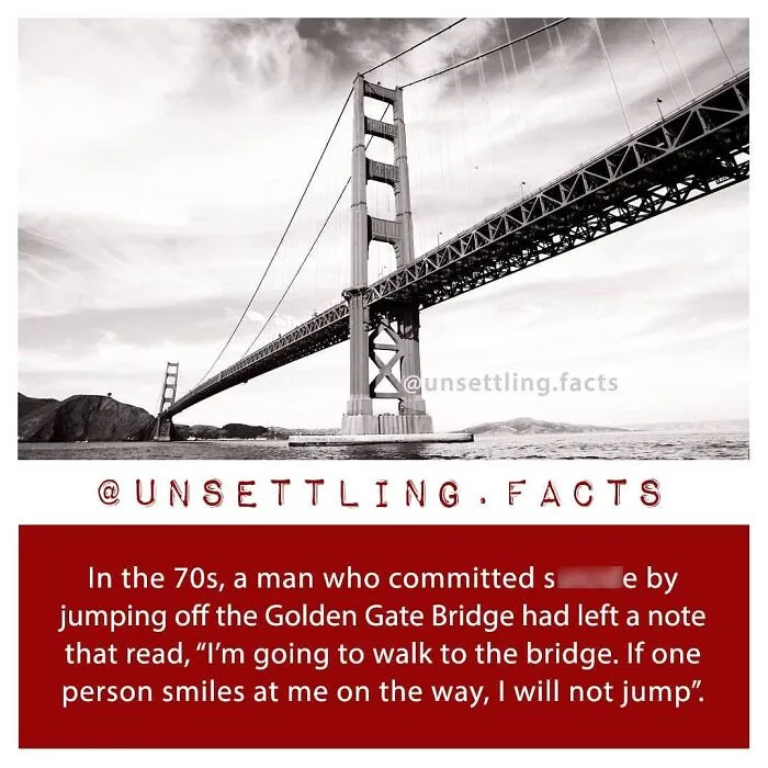 The Golden Gate Bridge in black and white, depicting a location linked to unsettling facts.