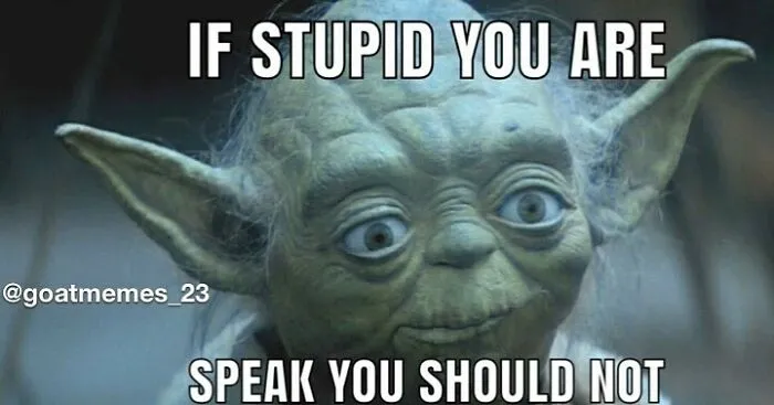 Yoda Star Wars meme with text, great for sending memes to friends.