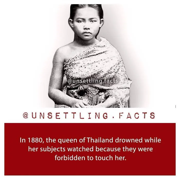 Vintage portrait of Sunandha Kumariratana, queen of Thailand, illustrating creepy and unsettling facts about her drowning.