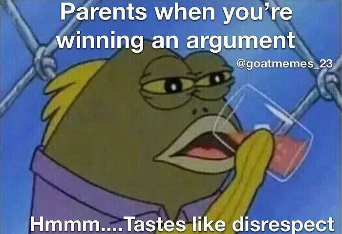 SpongeBob fish meme about parents, perfect for sending memes to friends.