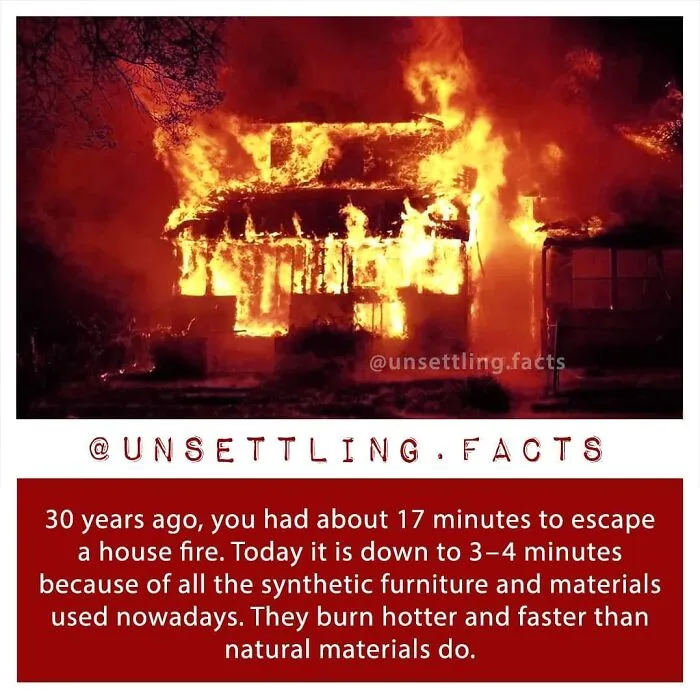 An unsettling fact about a house engulfed in bright orange flames during a fast burning fire